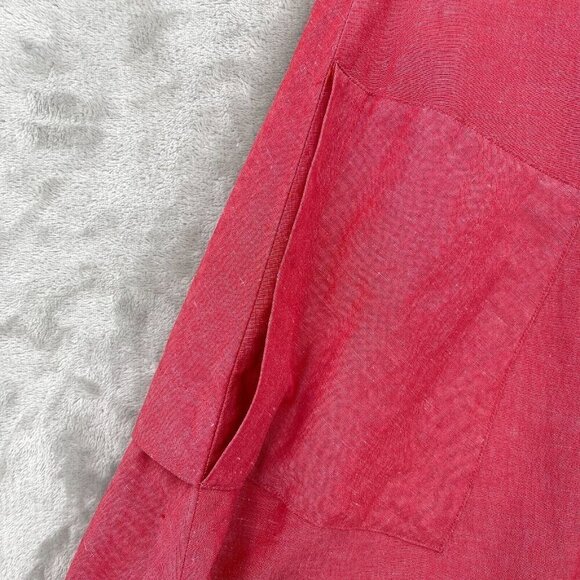 Postmark Anthropologie Vast Wrap Coral Linen Silk Blend Layered Skirt - Picture 2 of 10